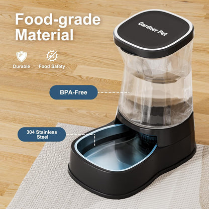 Automatic Gravity Water Dispenser for Dogs, 1Gallon Stainless Steel Dog and Cat Water Bowl