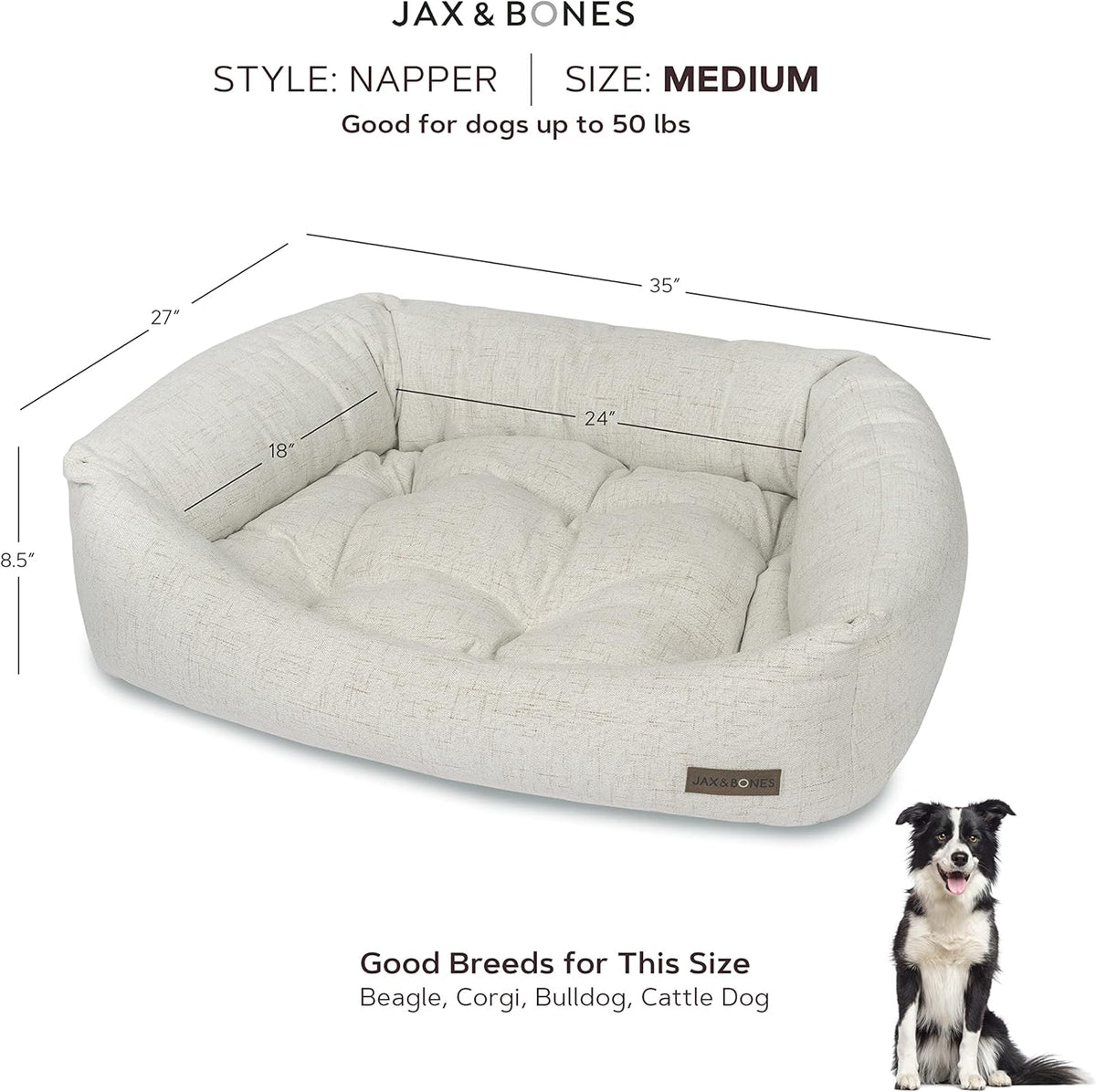 Jax & Bones Dog Napper - Machine Washable Shag Bed for Dogs - Extra Heavy Duty Bolstered Sides