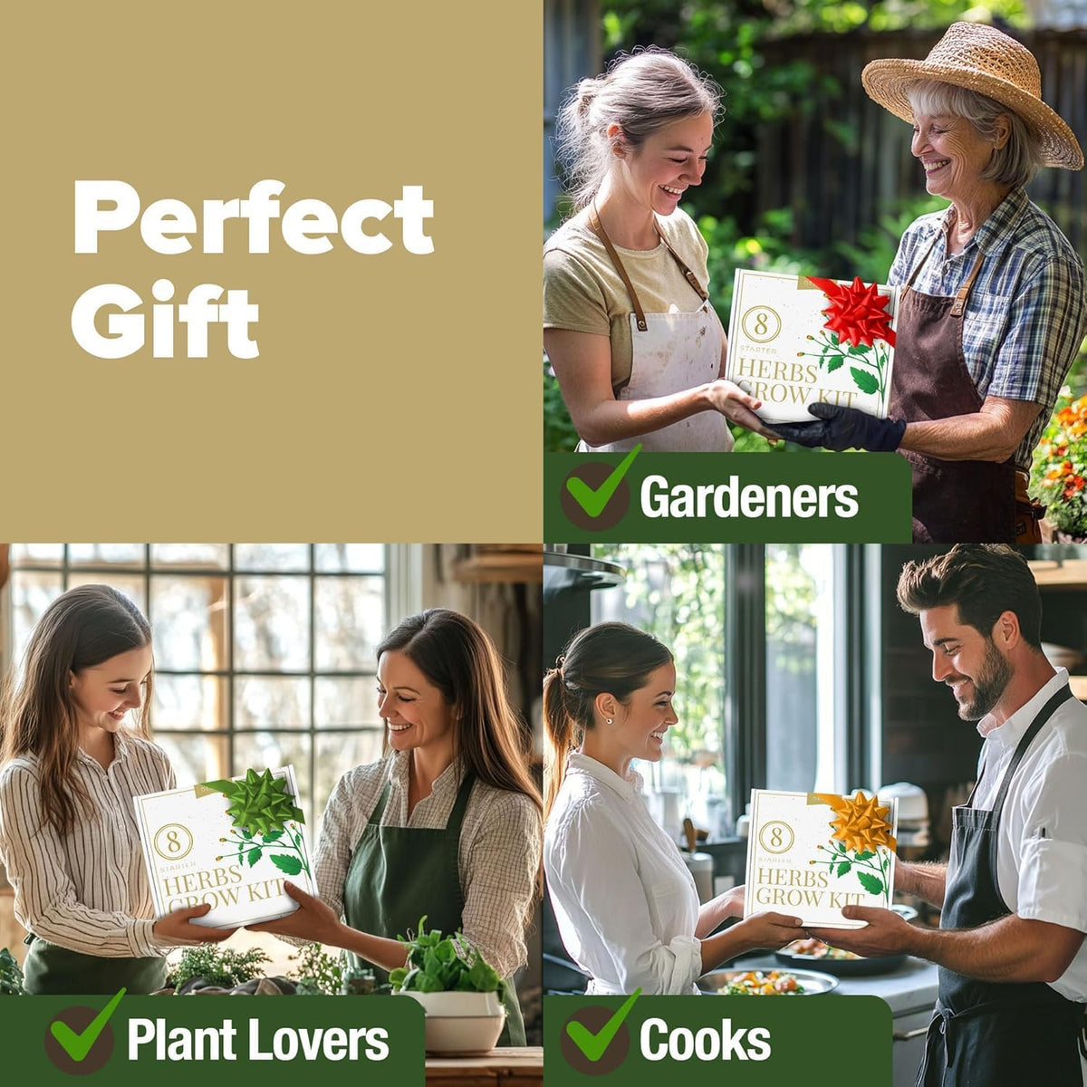 HOME GROWN 𝗣𝗥𝗘𝗠𝗜𝗨𝗠 𝗛𝗘𝗥𝗕 𝗞𝗜𝗧 8 Herb Seeds Garden Kit, Complete Indoor Planter Gift
