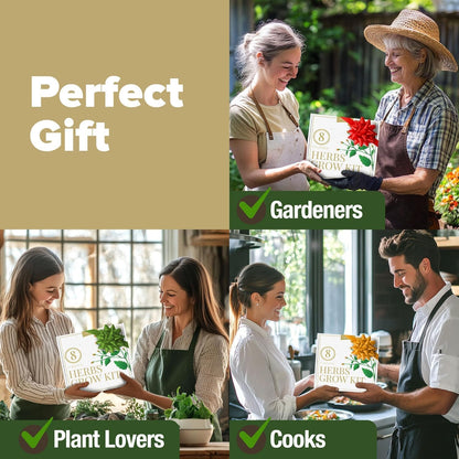 HOME GROWN 𝗣𝗥𝗘𝗠𝗜𝗨𝗠 𝗛𝗘𝗥𝗕 𝗞𝗜𝗧 8 Herb Seeds Garden Kit, Complete Indoor Planter Gift