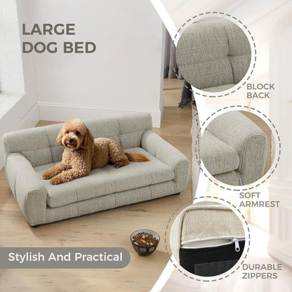 Dog Couch Bed, Mini Sofa for Dogs with Backrest and Armrest, Durable Pet Sofa with Soft Foam