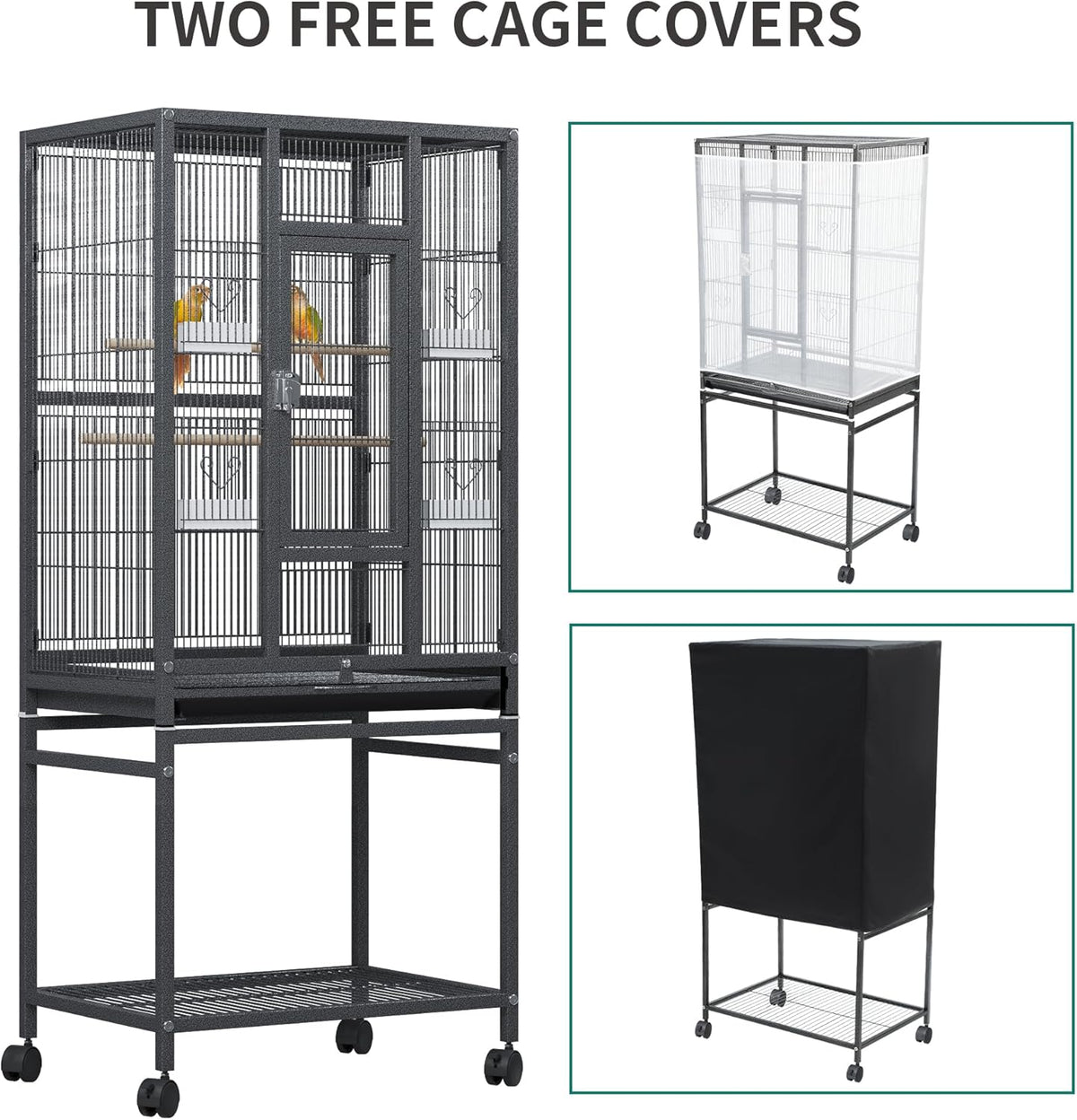 YITAHOME 53.9 inches Metal Bird Cage for Parakeets: Large Parrot Cages with Seed Catcher & Birdcage