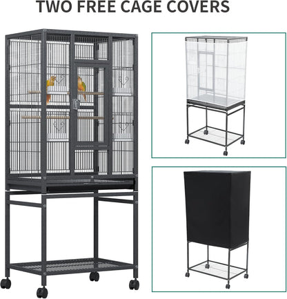 YITAHOME 53.9 inches Metal Bird Cage for Parakeets: Large Parrot Cages with Seed Catcher & Birdcage