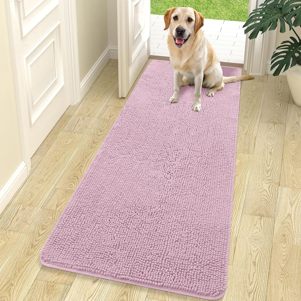 OLANLY Dog Door Mat for Muddy Paws 70x24, Absorbs Moisture and Dirt, Absorbent Non-Slip Washable