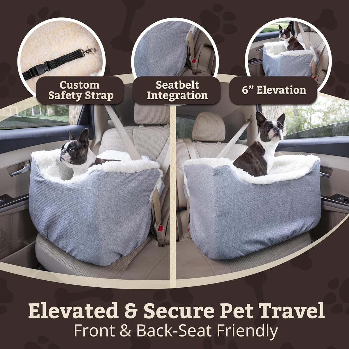 Snoozer Lookout I Dog Car Seat - Small Dog and Puppy Car Seat, Booster Bed for Small & Medium Size