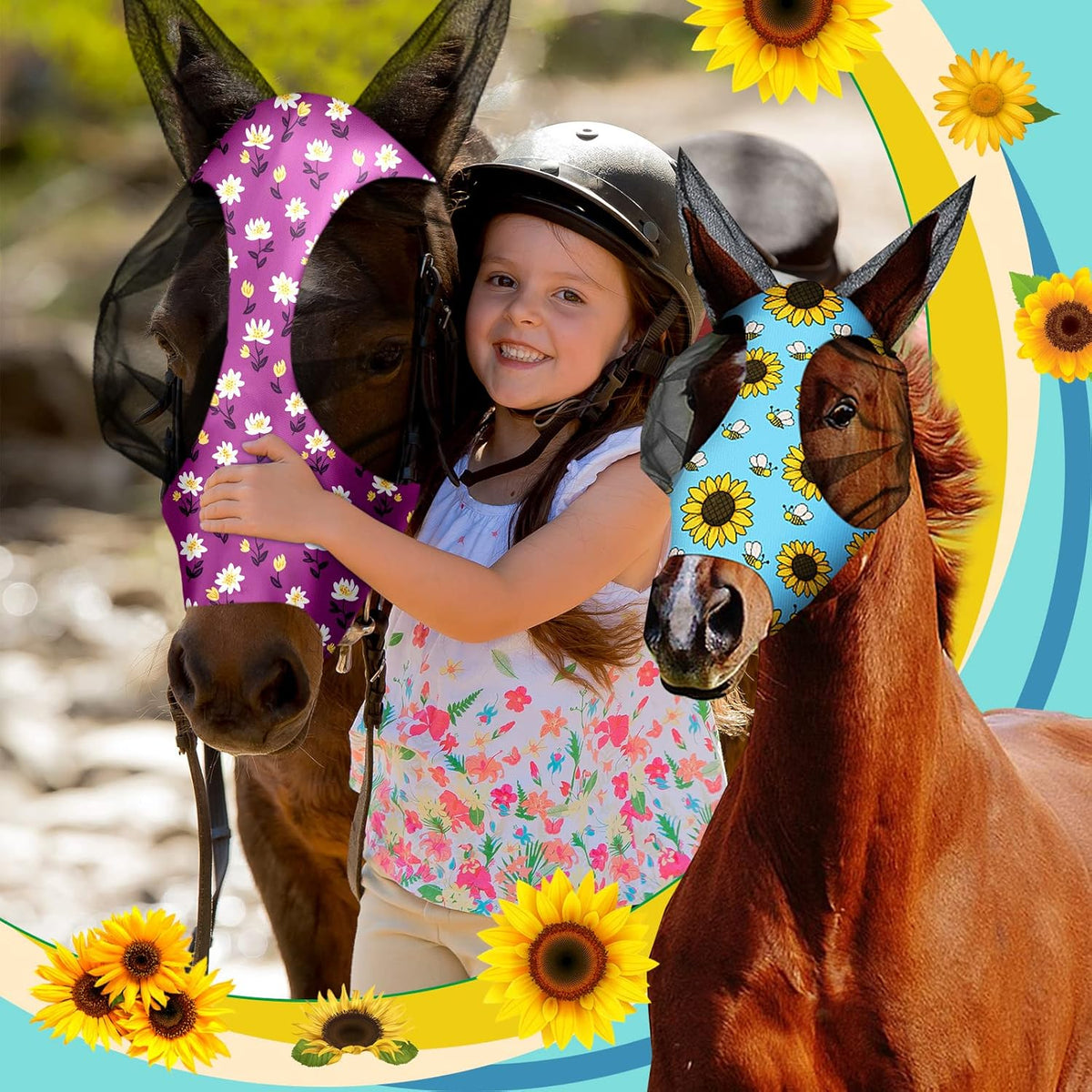 Qualirey12 Pieces Horse Fly Mask Bulk Comfortable Elasticity Mask for Horses with Ears Net UV