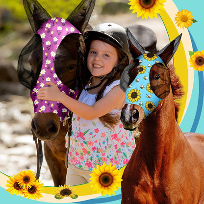 Qualirey12 Pieces Horse Fly Mask Bulk Comfortable Elasticity Mask for Horses with Ears Net UV
