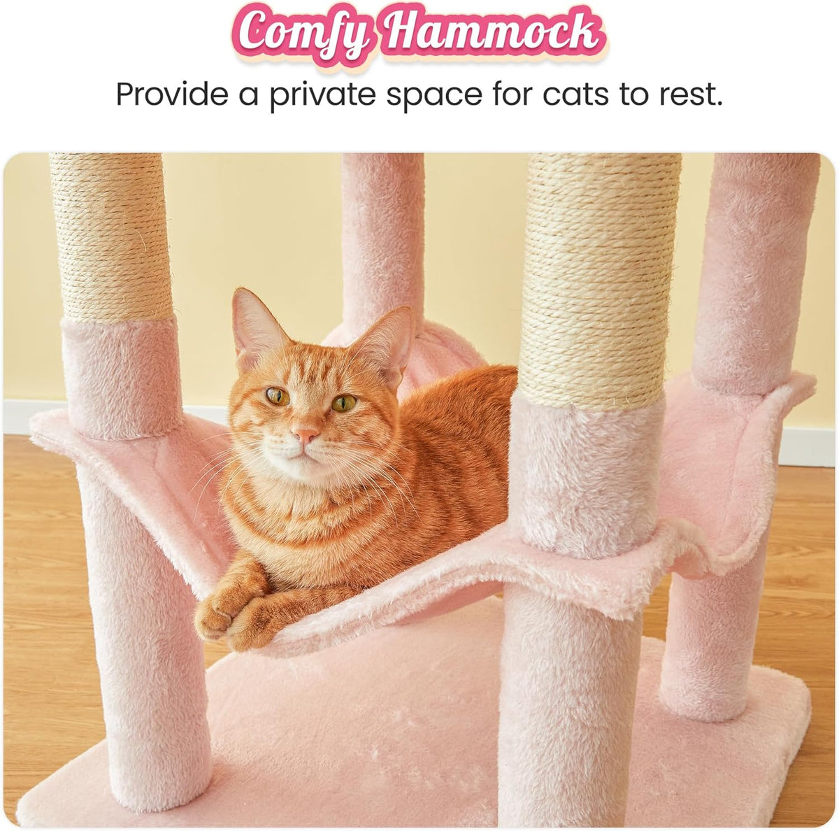 MWPO 63.8-Inch Pink Cat Tree for Indoor Cats, Multi-Level Cat Tower with Sisal-Covered Scratching