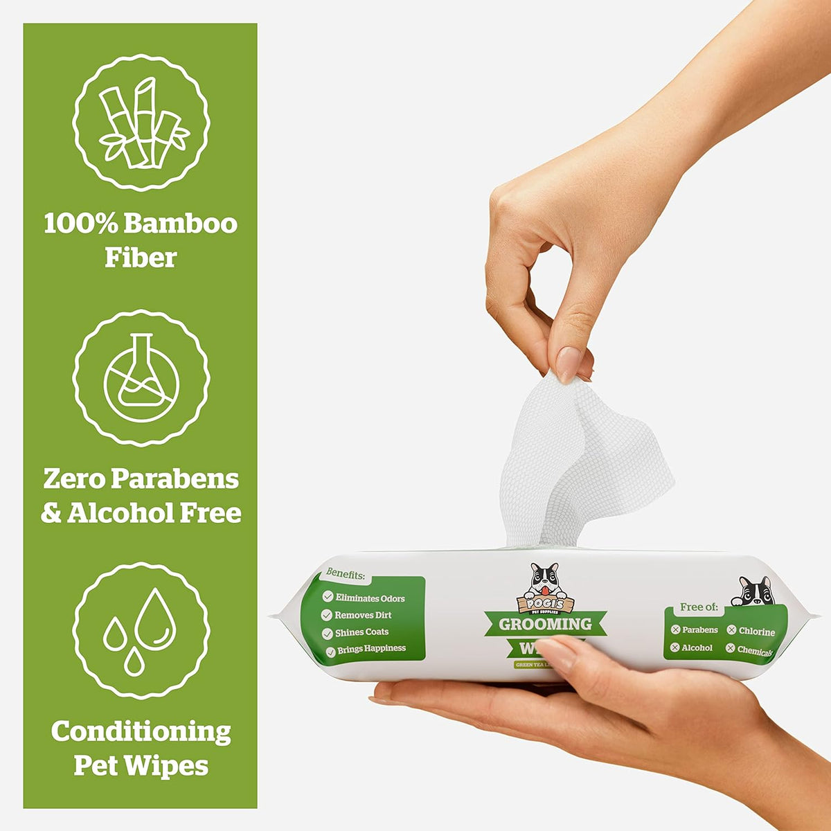 Pogi’s Dog Grooming Wipes – Hypoallergenic Pet Wipes for Paws, Body & Butt – Cleaning & Hydrating