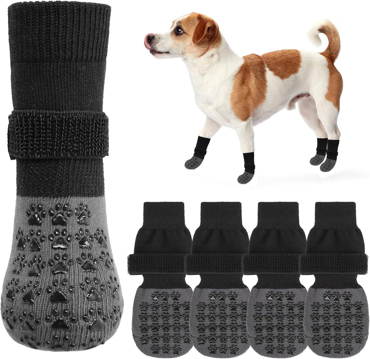 SCENEREAL Dog Socks to Prevent Licking Paws for Hardwood Floors Anti Slip, Dog Grippy Socks Shoes