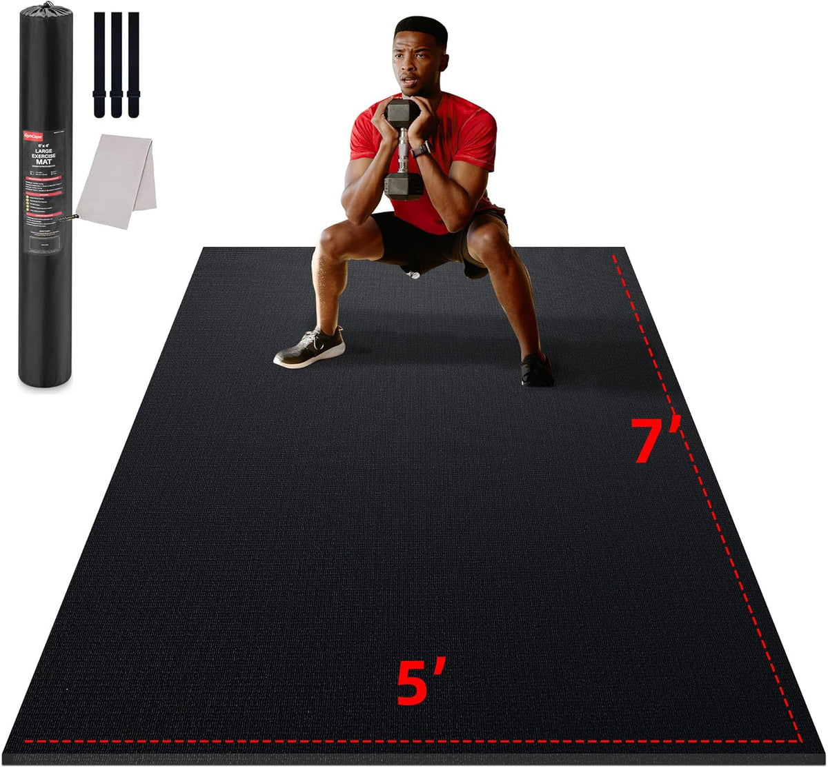 Large Exercise Mat for Home Workout,12‘x6’/10'x6'/9'x6'/8'x6'/7'x5'/6'x4' (7mm) Extra Thick Workout