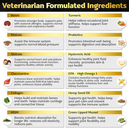 Soft Chews Dog Vitamins & Supplements - Dog Multivitamin - Hemp Oil Glucosamine Chondroitin Hip and