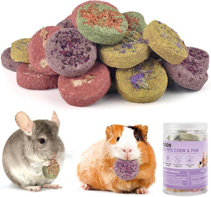 ERKOON 24Pcs Bunny Chew Toys, Small Animal Molar Toys Timothy Grass Beet Sweet Potato Pumpkin Cake