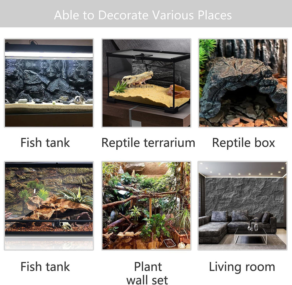 4pcs Rock Terrarium Background,3D Reptile Tank Background Board,Amphibian Stereo Backdrop