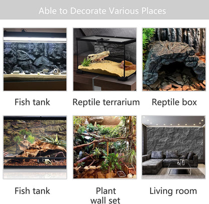 4pcs Rock Terrarium Background,3D Reptile Tank Background Board,Amphibian Stereo Backdrop