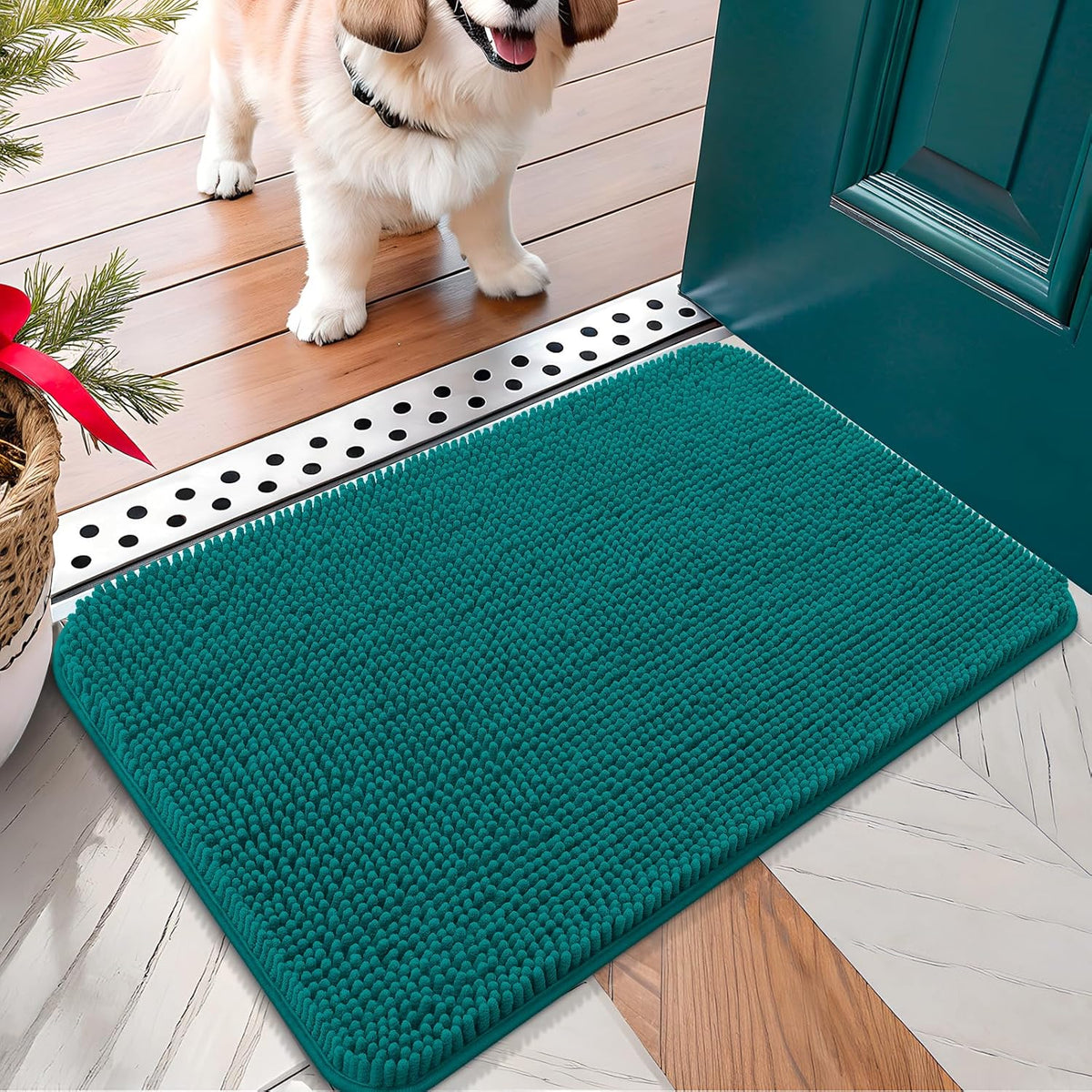 OLANLY Dog Door Mat for Muddy Paws 24x16, Absorbs Moisture and Dirt, Absorbent Non-Slip Washable