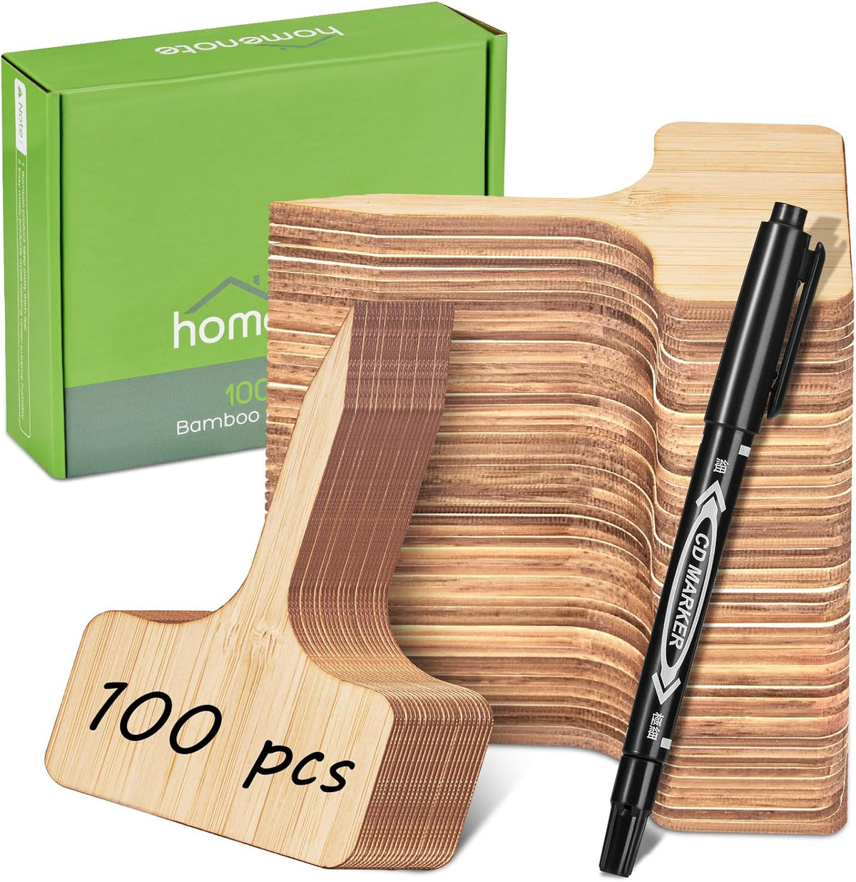 Homenote Bamboo Plant Labels 100Pcs Plant Tags for Seedlings T-Type Tags for Plants Outdoor Garden