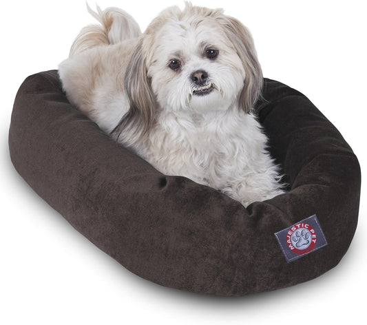 Majestic Pet 24 Inch Micro Velvet Calming Dog Bed Washable 24x19x7 (inch) – Cozy Soft Round Donut