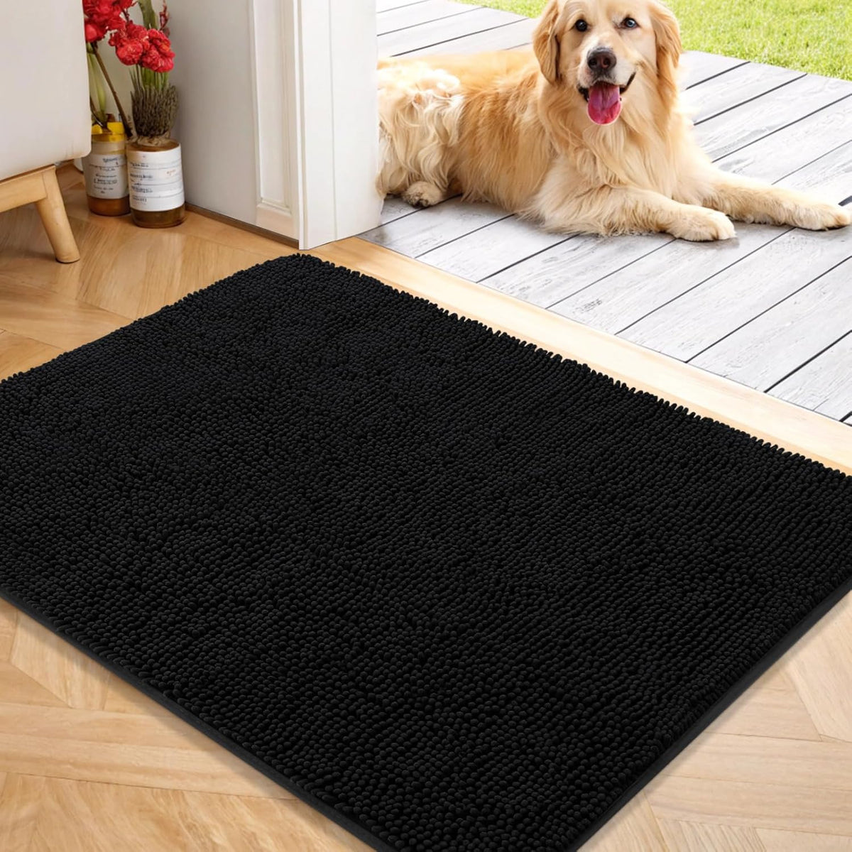 OLANLY Dog Door Mat for Muddy Paws 40x32, Absorbs Moisture and Dirt, Absorbent Non-Slip Washable