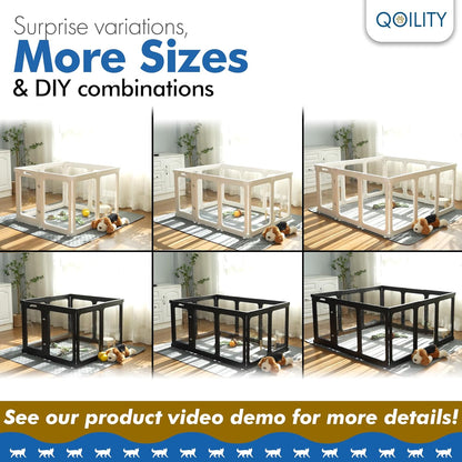 Clear Dog Play Pen Indoor, Effectively Relieves Indoor Pet Anxiety, 56" x 37" x 23.6"H, Suitable