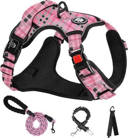 NESTROAD No Pull Dog Harness with Leash, Reflective No Choke Pet Vest Harness,Adjustable Soft