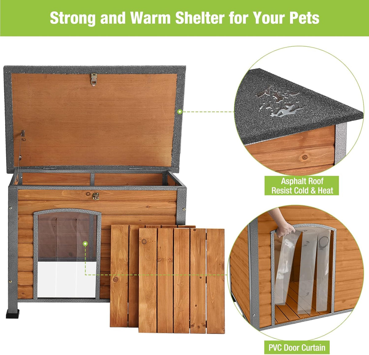 GUTINNEEN Chew Proof Dog House with Metal Iron Frame Outdoor Dog Kennel for Small Medium Large