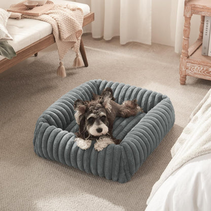 Dog Beds for Small Dogs, Washable Orthopedic Dog Bed with Removable Cover, Rectangle Soft Calming