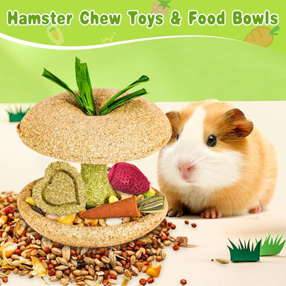 10 PCS Guinea Pig Chew Toys for Teeth, Rabbit Chew Toys Contain Natural Timothy Apple Core, Grass