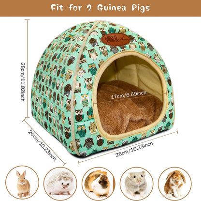 BWOGUE Guinea Pig Bed Warm Cave Beds Hamster House Large Hide-Out for Rabbit Guinea Pigs Bearded