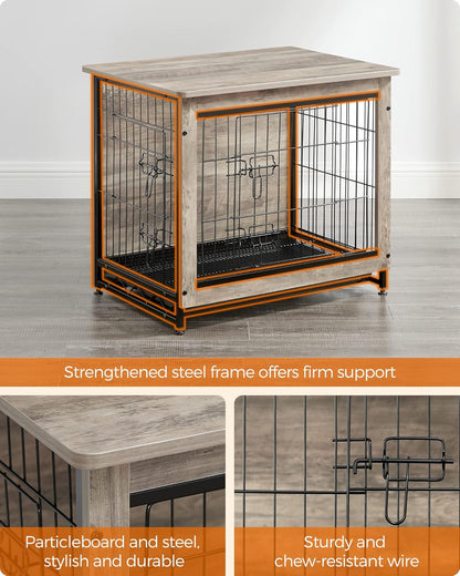 Feandrea Dog Crate Furniture, 27.2" Side End Table, Modern Kennel for Dogs Indoor up to 30 lb