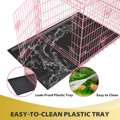 BestPet | Dog Crate | 48" | Pink | Foldable Metal Kennel with Double Doors, Secure Slide-Bolt