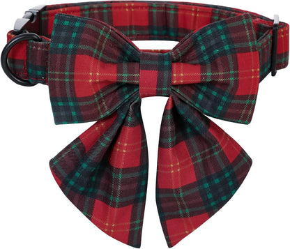 Lionet Paws Christmas Dog Collar with Sailor Bow, Bowtie for Dogs, Adjustable Comfortable Dog