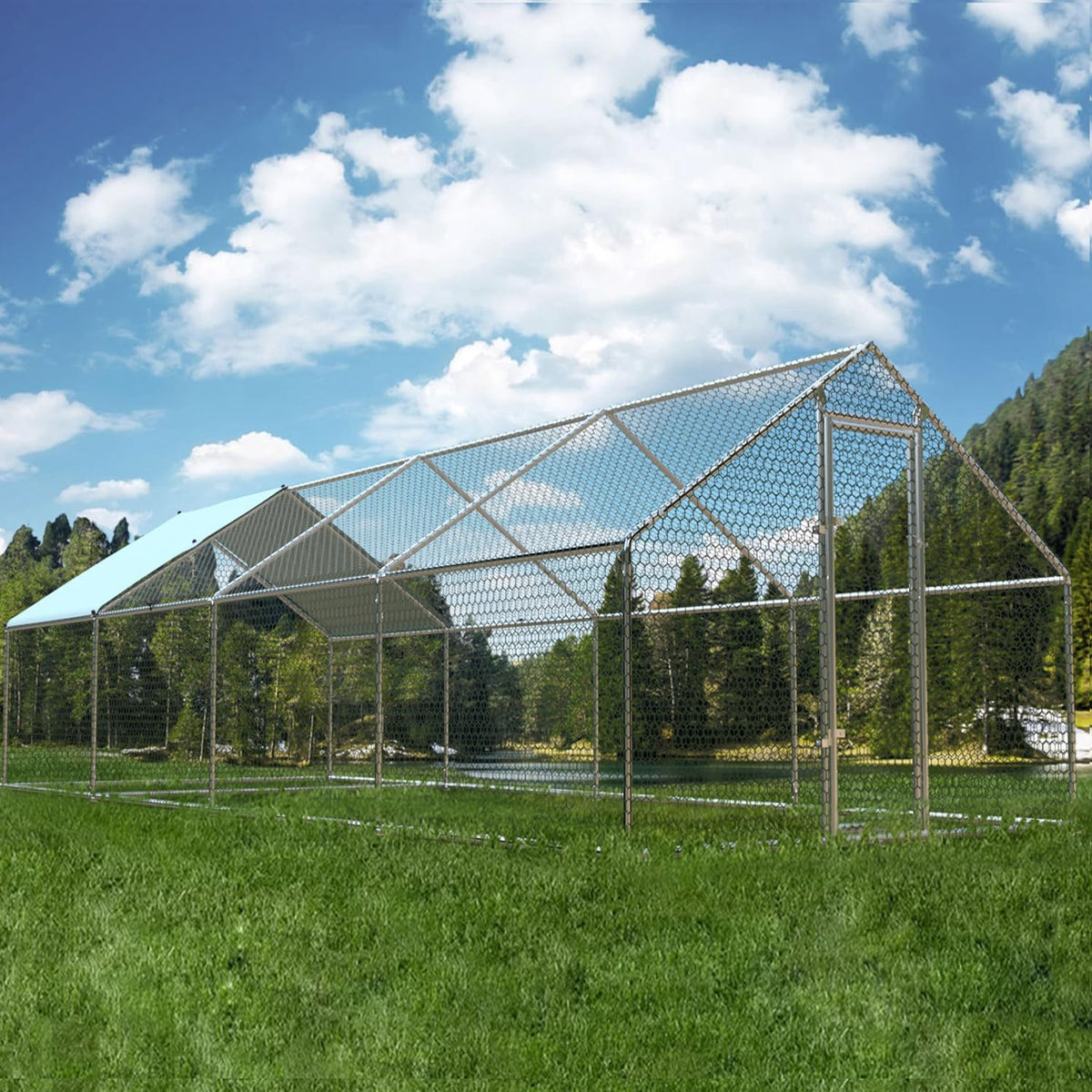 1.26’’ Large Metal Chicken Coop Walk in, Chicken Pen for Chickens, Outdoor Chicken Runs Coops Dog