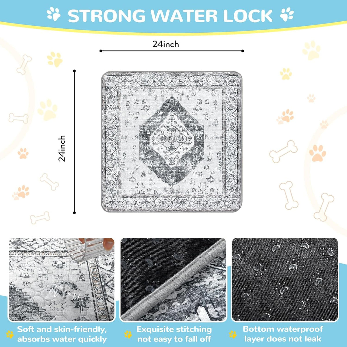 Lahome Super Absorbent & Leakproof Washable Dog Pee Pads - 2 Pack Value Set - Waterproof, Non-Slip
