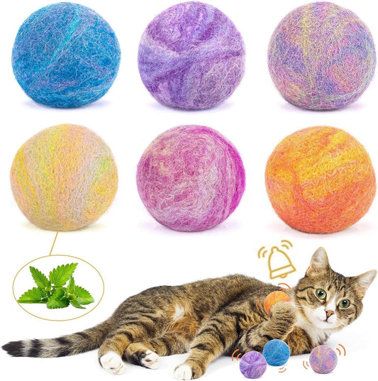 Retro Shaw Cat Toys Balls,Catnip Ball with Bell Inside,Wool Balls Toy with SilverVine Catnip Fill
