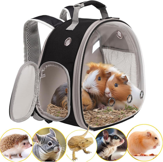 Guinea Pig Backpack Carrier, Bearded Dragon Carrier Backpack with Clear Bubble Window,Small Animal