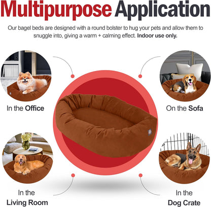 Majestic Pet 40 Inch Suede Calming Dog Bed Washable 40x29x9 (Inch) – Cozy Soft Round Donut Dog Bed