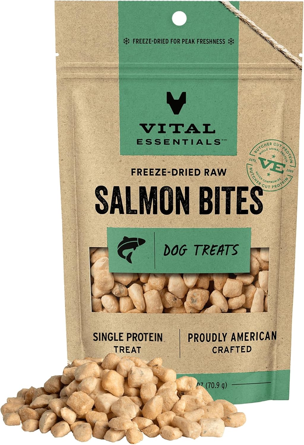 Vital Essentials Salmon Bites Dog Treats, 2.5 oz | Freeze-Dried Raw | Single Protein | Premium
