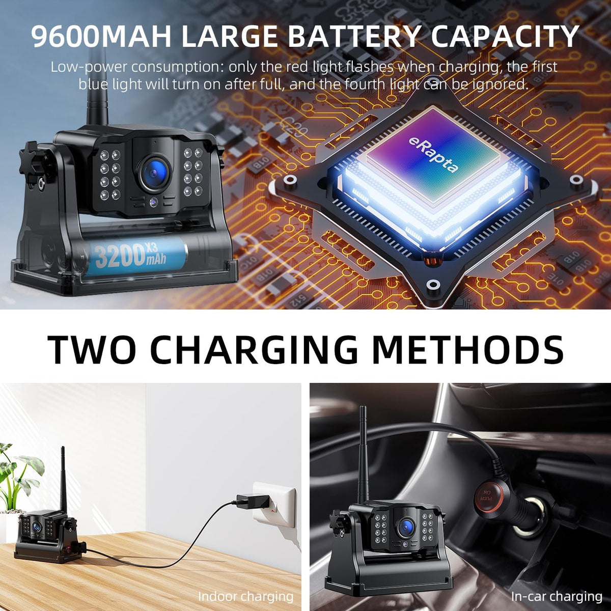eRapta Wireless Backup Camera Magnetic: 5??Portable, 1-Min Install-Free Trailer Backup Camera with