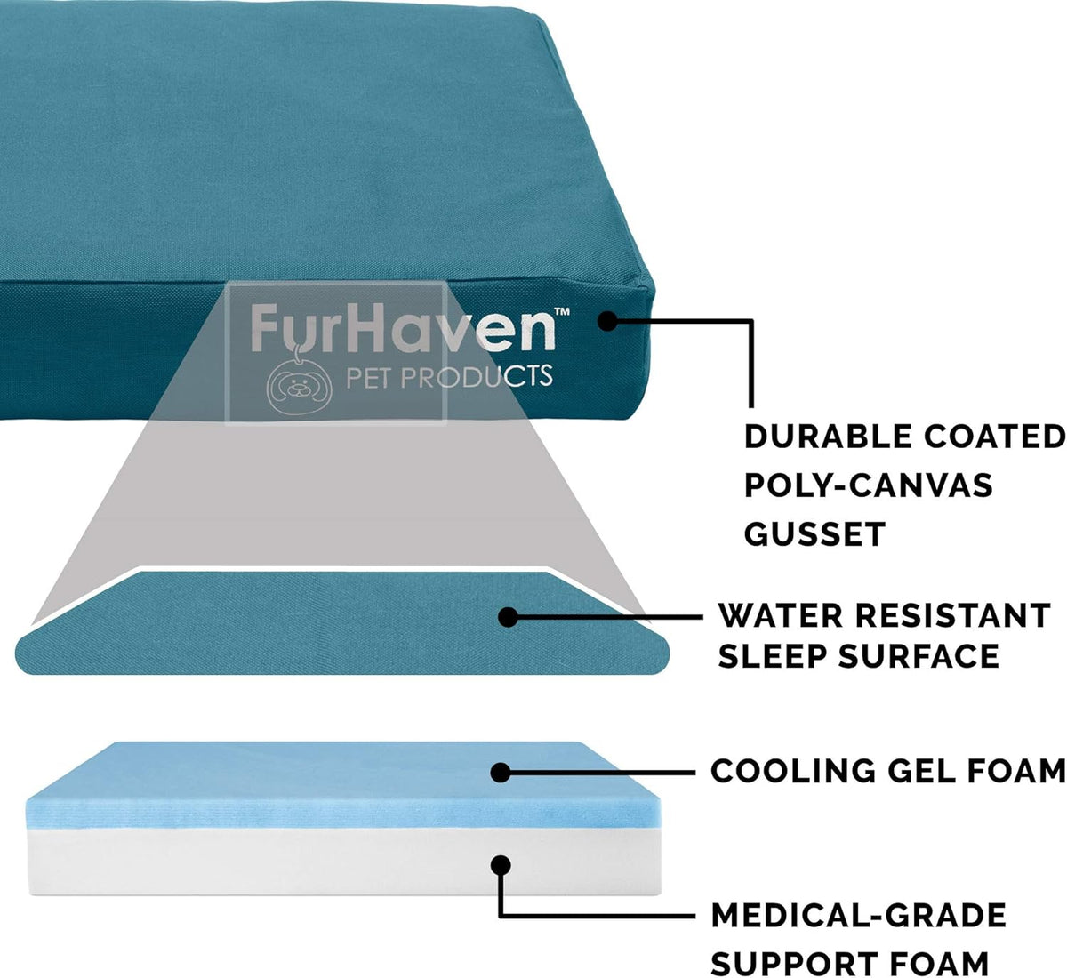 Furhaven Water-Resistant Cooling Gel Dog Bed for Medium/Small Dogs w/ Removable Washable Cover, For