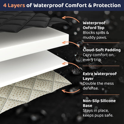 XL Dog Car Seat Cover for Back Seat, Waterproof Hammock for Car, SUV & Truck, Non-Slip Backseat