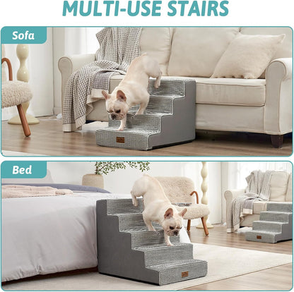 Dog Stairs for Small Dogs, 5 Tier Wider Pet Stairs for High Beds, 23.6" H Non-Slip Dog Steps for