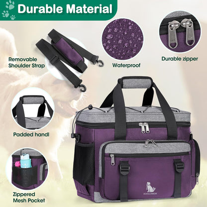 IGOLUMON Dog Travel Bag Large Pet Travel Bags Set for Supplies Weekend Dog Travel Kit Tote
