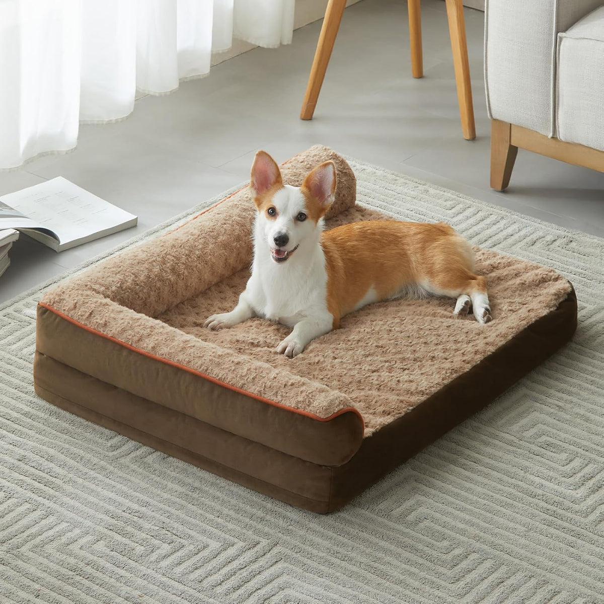 BFPETHOME Orthopedic Dog Beds for Large Dogs-Waterproof Sofa Dog Bed with Removable Washable Cover