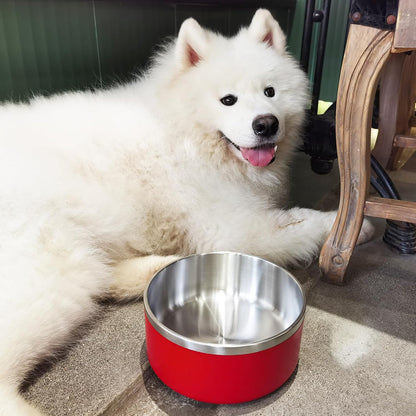 Stainless Steel Dog Bowls for Large Dogs - Metal Pet Dish, Water & Food, Insulated & Non-Slip, Easy