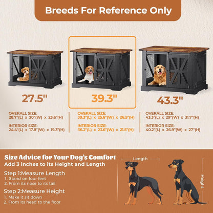 VOPEAK 40" Farmhouse Dog Crate Furniture, Heavy Duty Dog Cage for Medium Large Dogs, Dog Crate Dog