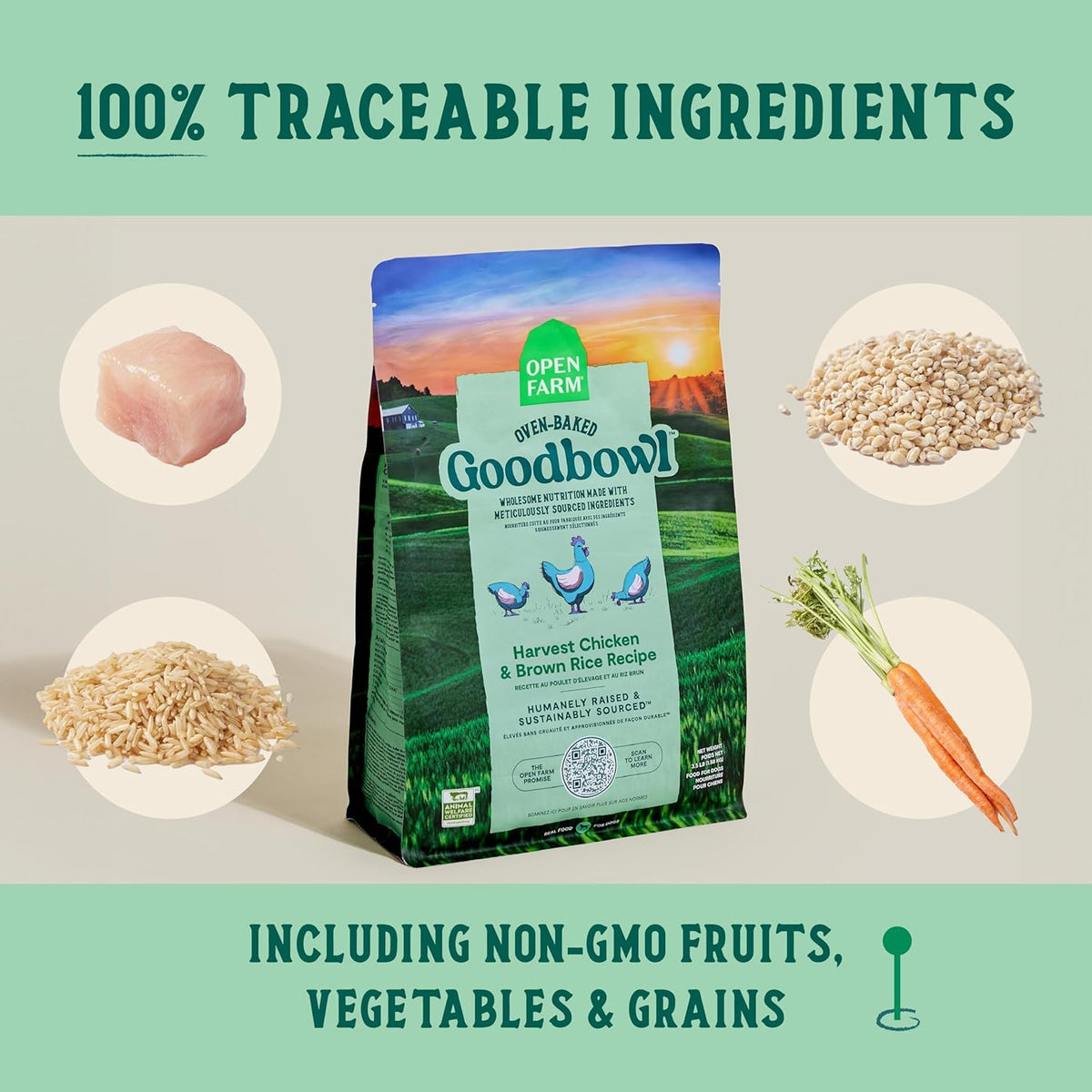 Open Farm Goodbowl, Oven-Baked Small Batch Dry Dog Food - Harvest Chicken & Brown Rice Recipe