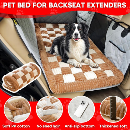 Dog Car Bed Mat, Non-Slip Backseat Extender Pet Blanket, Plaid Dog Bed for SUVs, Sedans & Trucks
