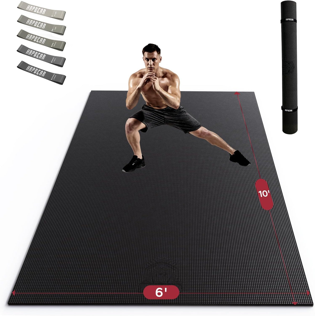 HAPBEAR Extra Large Exercise Mat-7'x5'/6'x8'/6'x9'/6'x10'/6'x12'x8mm(1/3 inch),Non-Slip, Ultra