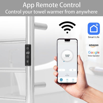 KEG Smart WiFi Towel Warmer Wall Mounted with Built-in Timer and Temperature Adjust Control, 4 Bars